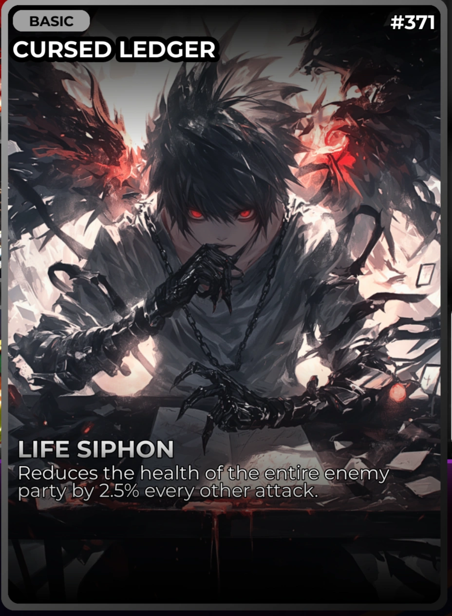 Cursed Ledger - Anime Card Clash All Cards