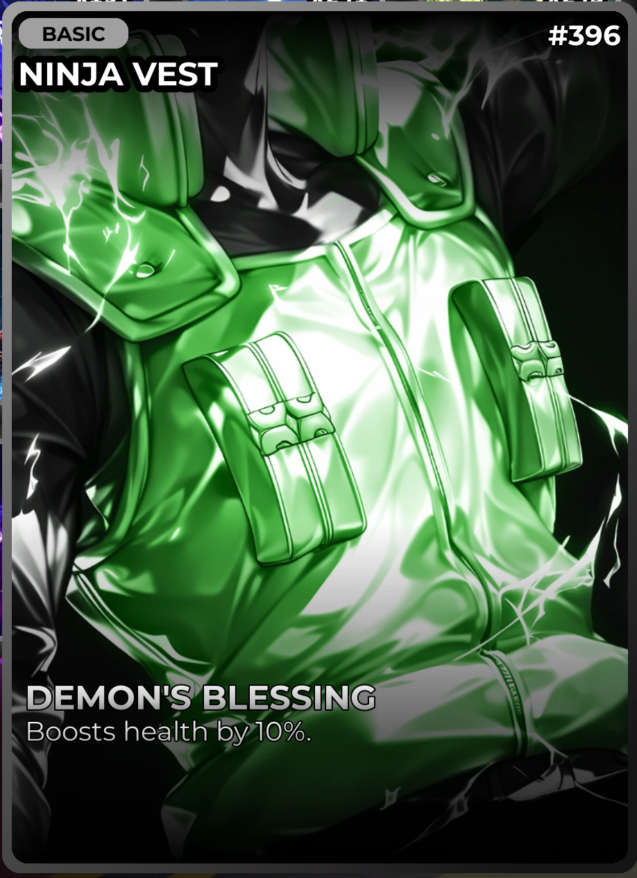 Ninja Vest - Anime Card Clash All Cards